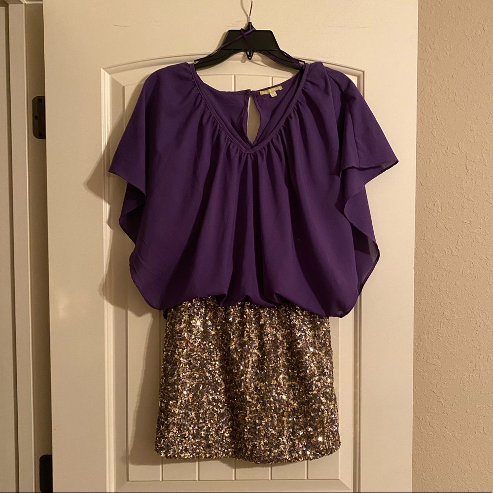 Gianni Bini Chiffon and Sequin Dress